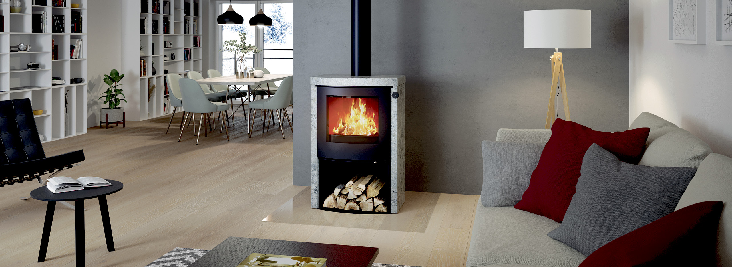 Scandinavian design logo for high end fireplace brand